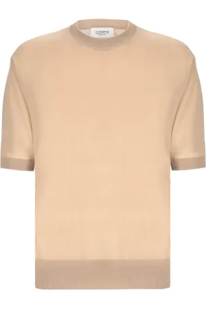 LANEUS Homme, Pulls, Brun, Taille: M T-shirt col rond en fil de coton