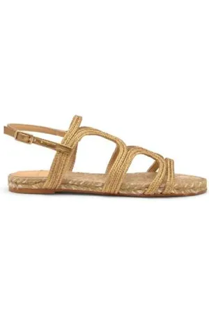 Castaner Femme, Chaussures, Jaune, Taille: 39 EU Sandale Plate Tissée Métallique Artisanale