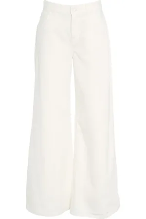 7 for all Mankind Femme, Pantalons, Blanc, Taille: W27 Pantalon Blanc à Jambes Larges Évasées