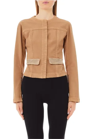 Liu Jo Femme, Vestes, Brun, Taille: 42 FR Veste Élégante avec Détails en Strass