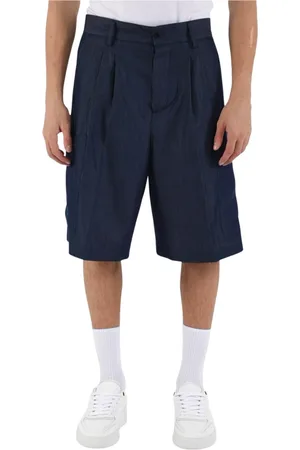 COSTUMEIN Homme, Shorts, Bleu, Taille: L Shorts Bermuda en coton avec plis