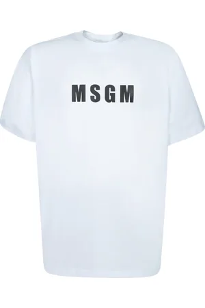 Msgm Homme, Tops, Blanc, Taille: XL T-shirt Blanc avec Logo Col Rond