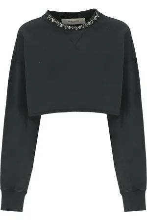Golden Goose Femme, Pulls, Noir, Taille: 36 FR Pull en Coton Noir avec Col Rond en Cristal
