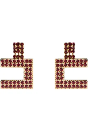 Elisabetta Franchi Femme, Accessoires, Rouge, Taille: ONE Size Ensemble de Boucles d`Oreilles Dorées, Rouges et Noires