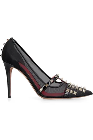 VALENTINO GARAVANI Femme, Chaussures, Noir, Taille: 39 1/2 EU Studded Mesh Pointy-Toe Escarpins