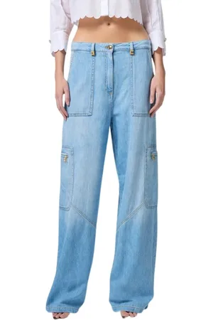 Elisabetta Franchi Femme, Jeans, Bleu, Taille: W27 Pantalon cargo en denim à taille basse
