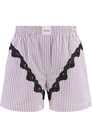 The Attico Femme, Shorts, Violet, Taille: 38 FR Shorts en coton avec inserts en dentelle