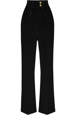 Elisabetta Franchi Femme, Pantalons, Noir, Taille: 38 FR Pantalon Noir Plissé en Crêpe Fluide
