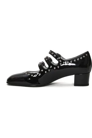 Carel Femme, Chaussures, Noir, Taille: 38 EU Escarpin en cuir verni noir avec brides