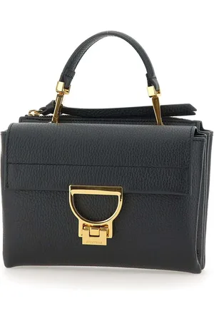 Coccinelle Femme, Sacs, Noir, Taille: ONE Size Sac bandoulière en cuir noir avec placage doré