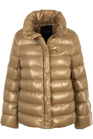 FAY Femme, Vestes, Brun, Taille: 38 FR Veste Matelassée Marron avec Col Haut