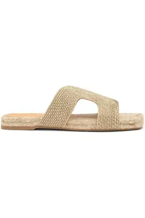 Castaner Femme, Chaussures, Jaune, Taille: 41 EU Sandales Plates en Jute Tressée Or