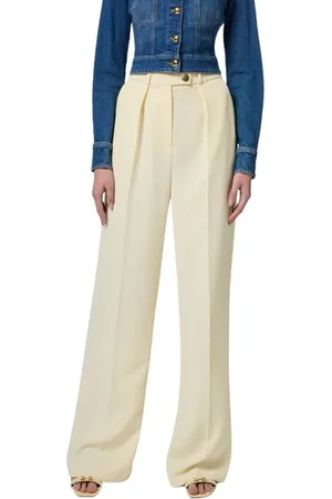 Elisabetta Franchi Femme, Pantalons, Jaune, Taille: 42 FR Pantalon fluide en crêpe avec volumes sophistiqués