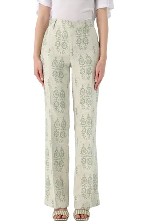 Dondup Femme, Pantalons, Vert, Taille: 36 FR Pantalon palazzo en coton large