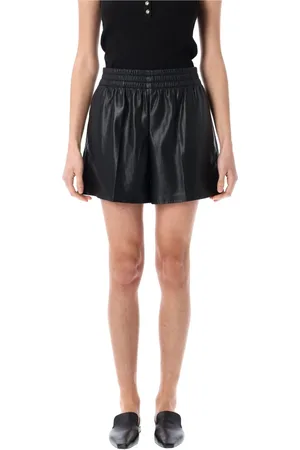 ANINE BING Femme, Shorts, Noir, Taille: 40 FR Shorts Noirs En Similicuir Taille Haute
