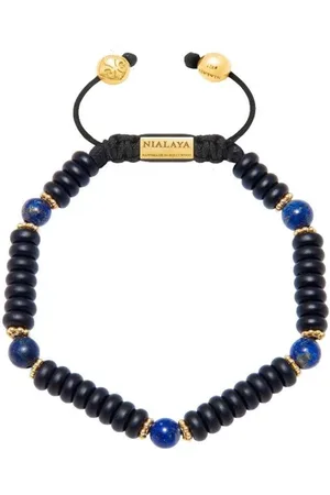 Nialaya Homme, Accessoires, Jaune, Taille: L The Mykonos Collection - Matte Onyx and Blue Lapis