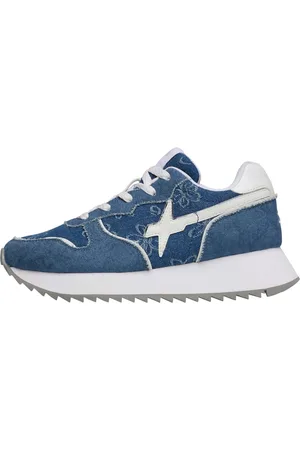 W6YZ Femme, Chaussures, Bleu, Taille: 37 EU Baskets en cuir et tissu Jet-W.