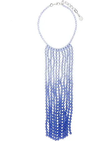 Emporio Armani Femme, Accessoires, Bleu, Taille: ONE Size Collier Franges Argent Logo Perles