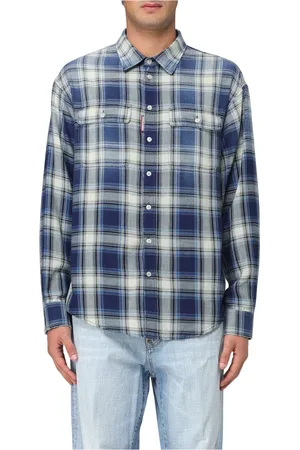 Dsquared2 Homme, Chemises, Bleu, Taille: M Chemise à Carreaux Lavée