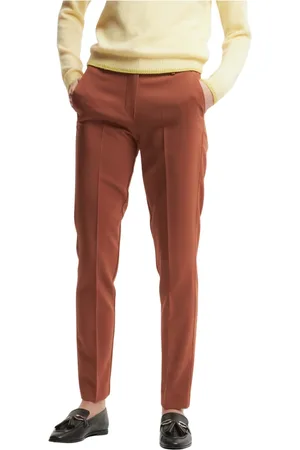 Kocca Femme, Pantalons, Brun, Taille: 42 FR Élégant Pantalon Coupe Cigarette Plissé