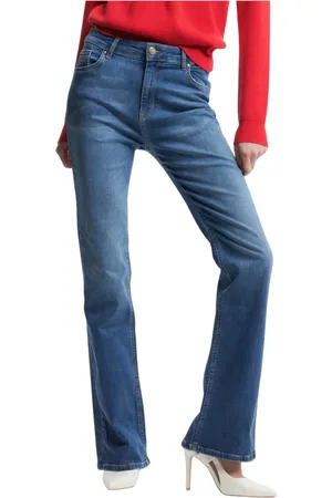 Kocca Femme, Jeans, Bleu, Taille: W30 Jean Droit Taille Haute Délavé