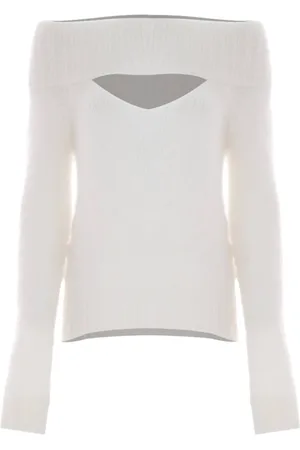 Kocca Femme, Pulls, Blanc, Taille: 38 FR Pull en Laine Mohair avec Encolure Découpée