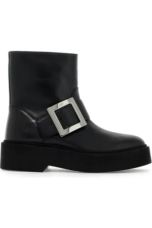 Roger Vivier Femme, Chaussures, Noir, Taille: 39 EU Bottines Rangers en Cuir avec Plateforme