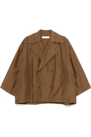 Serafini Femme, Vestes, Brun, Taille: 40 FR Manteau Marron Terre à Double Boutonnage