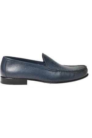 BALDININI Homme, Chaussures, Bleu, Taille: 40 EU Slipper in woven print and perforated leather