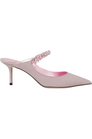 Jimmy Choo Femme, Chaussures, Rose, Taille: 37 EU Mules à talons hauts roses avec cristaux