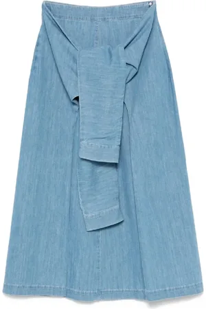 Fabiana Filippi Femme, Jupes, Bleu, Taille: 36 FR Jupe Chic en Coton Couleur VR1