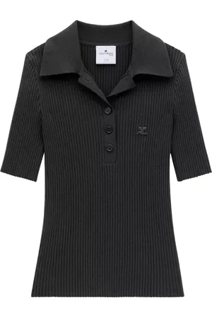 Courrèges Femme, Tops, Noir, Taille: 36 FR Polo Noir avec Logo