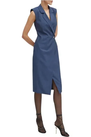 HUGO BOSS Femme, Robes, Bleu, Taille: 42 FR Robe Bleue Delibea Ouverte