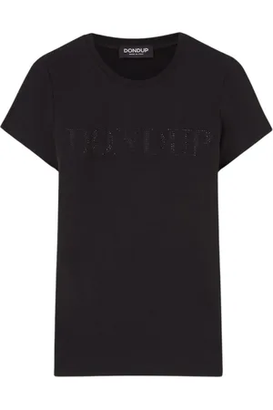 Dondup Femme, Tops, Noir, Taille: 40 FR T-shirt Slim en jersey avec logo strass