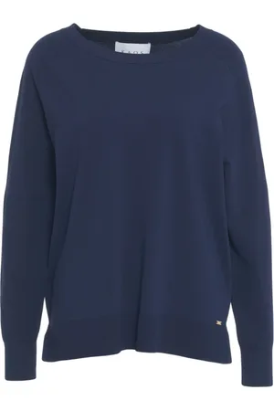 Kaos Femme, Pulls, Bleu, Taille: 38 FR Pull en Tricot Bleu avec Détails Côtelés