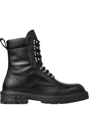 Jimmy Choo Homme, Chaussures, Noir, Taille: 43 EU Bottines noires en cuir avec logo