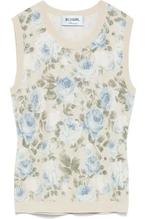 Blugirl Femme, Pulls, Multicolore, Taille: 44 FR Pull Beige Élever Garde-Robe Pièce Statement