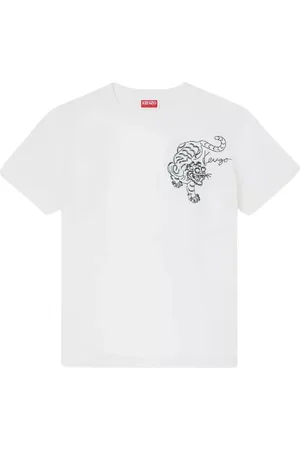 Kenzo Femme, Tops, Blanc, Taille: 38 FR T-shirt Blanc Brodé Étoile Tigre