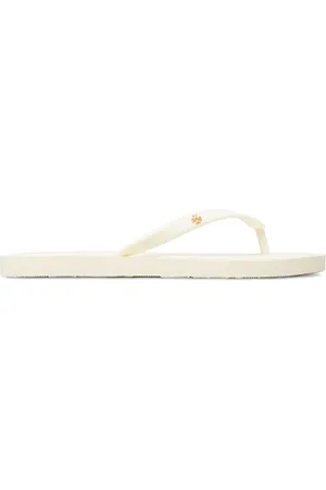 Tory Burch Femme, Chaussures, Blanc, Taille: 39 EU Sandales Blanches avec Logo Doré