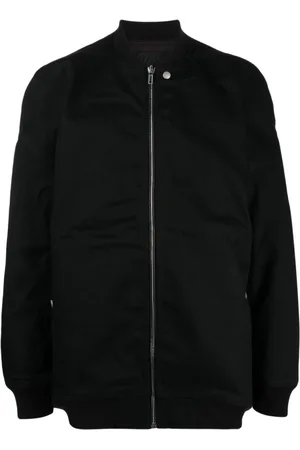 Rick Owens Homme, Vestes, Noir, Taille: S Bomber en Coton Noir avec Fermeture Éclair