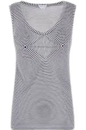 Bottega Veneta Femme, Tops, Gris, Taille: 36 FR Débardeur Marine Blanc