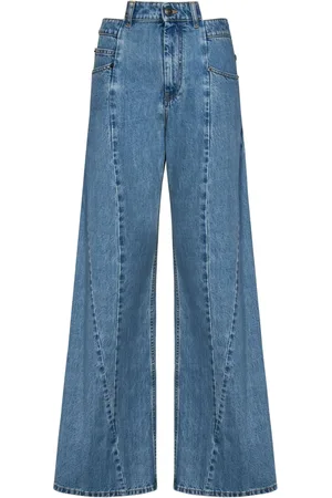 Maison Margiela Femme, Jeans, Bleu, Taille: 38 FR Jean Large Bleu avec Taille Découpée