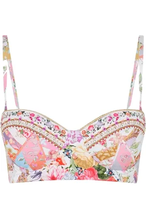 Camilla Femme, Maillots de bain, Multicolore, Taille: 36 FR Haut de Bikini Balconnet Blanc Floral