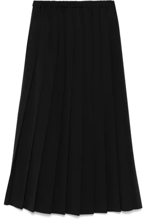 JUNYA WATANABE Femme, Jupes, Noir, Taille: 40 FR Jupe Midi Plissée Noire en Mélange de Laine