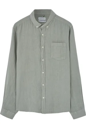 Edmmond Studios Homme, Chemises, Vert, Taille: XL Chemise en Lin Taupe