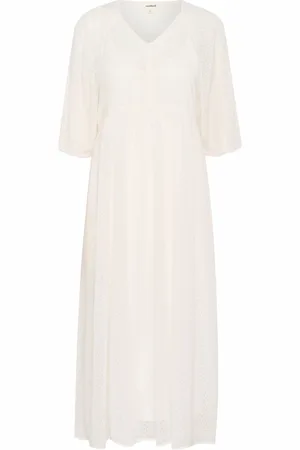 Soaked in Luxury Femme, Robes, Blanc, Taille: 42 FR Robe Maxi avec Superposition en Maille Whisper