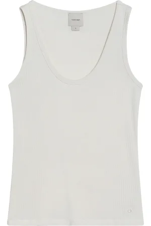 Calvin Klein Femme, Tops, Blanc, Taille: 38 FR Débardeur Élégant pour Femmes