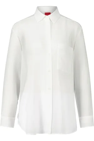 HUGO BOSS Femme, Blouses et Chemises, Blanc, Taille: 38 FR Blouse Légère en Crêpe Elodina