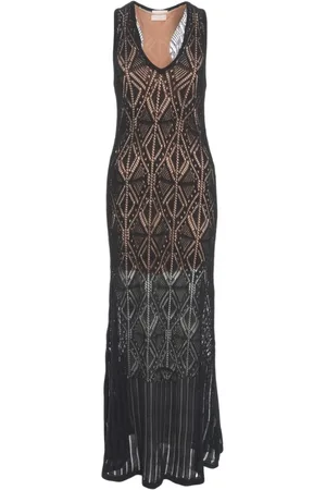 Liu Jo Femme, Robes, Noir, Taille: 40 FR Robe Maxi Noire en Dentelle Crochet
