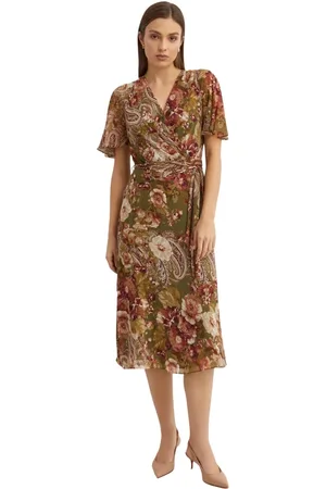 Ralph Lauren Femme, Robes, Vert, Taille: 36 FR Robe midi à fleurs